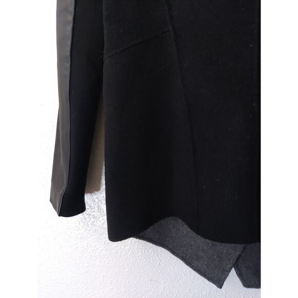 Mackage Black Gray Vane Jacket Leather Wool Cashmere Coat Waterfall Collar XS - Picture 7 of 9